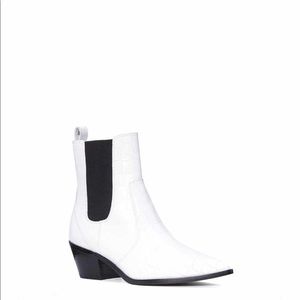 NEW PAIGE Willa White Croc Embossed Chelsea Boot